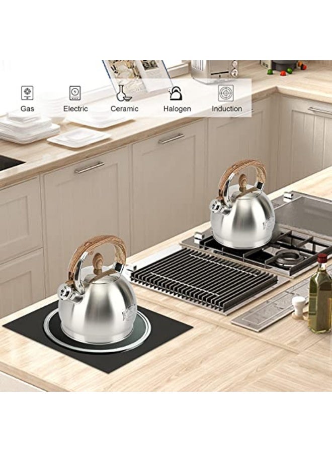 غلاية شاي ستانلس ستيل غذائي 18/10 عالية الجودة بسعة 3 لتر مع صفارة تنبيه عند الغليان – غلاية ماء توضع على البوتاجاز سريعة الغليان مقاومة للصدأ والحرارة حتى 150 درجة مئوية – كاتل شاي بمقبض آمن معزول للحرارة وغطاء واسع لسهولة التعبئة والتنظيف – غلاية شاي وقهوة وأعشاب ومشروبات ساخنة للاستخدام اليومي في المطبخ المنزلي والمكاتب والمقاهي والمطاعم – تصميم متين عملي طويل العمر مناسب لجميع أنواع المواقد الغازية والكهربائية والسيراميك - Image 4